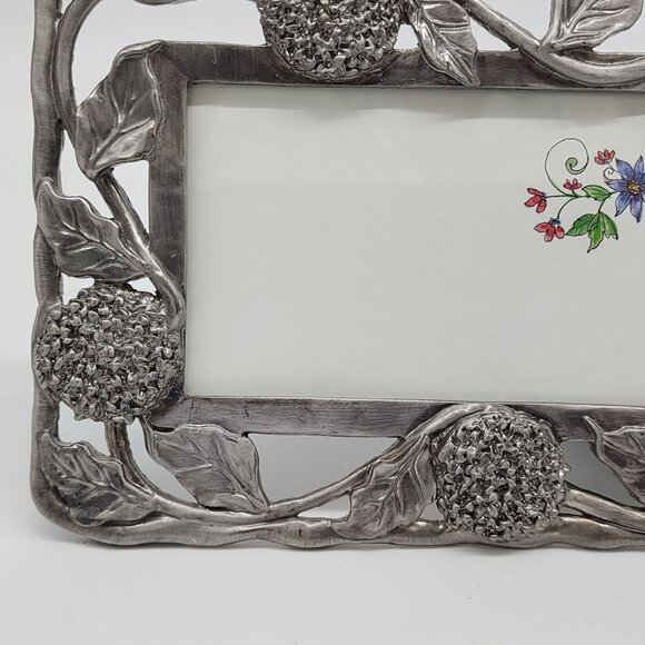 Antique Style Amora Metal Picture Frame With Floral Design 10"x3" By Perfect - Picture 9 of 14